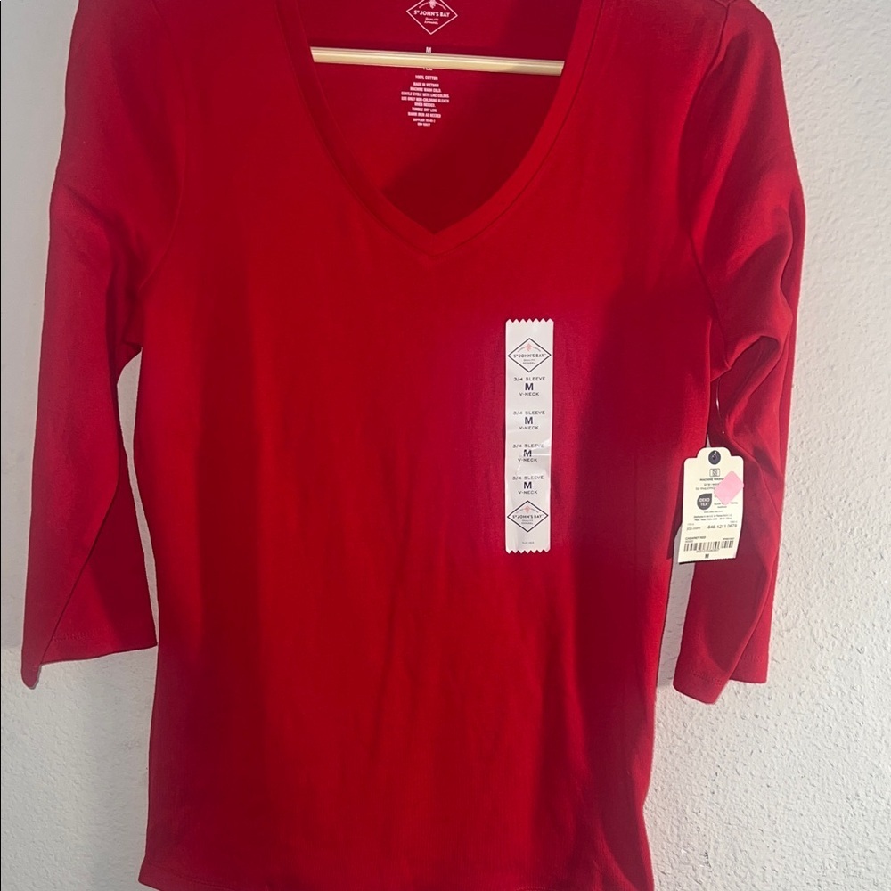 St. John's Bay Vibrant Red Long Sleeve Top